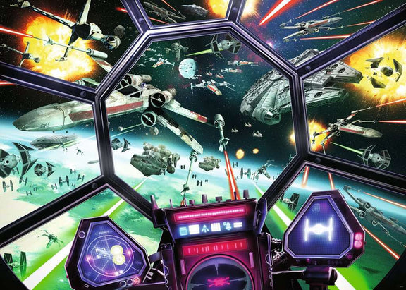 Puzzle Star Wars Ravensburger 1000 pièces, bataille spatiale avec X-Wings et Faucon Millenium