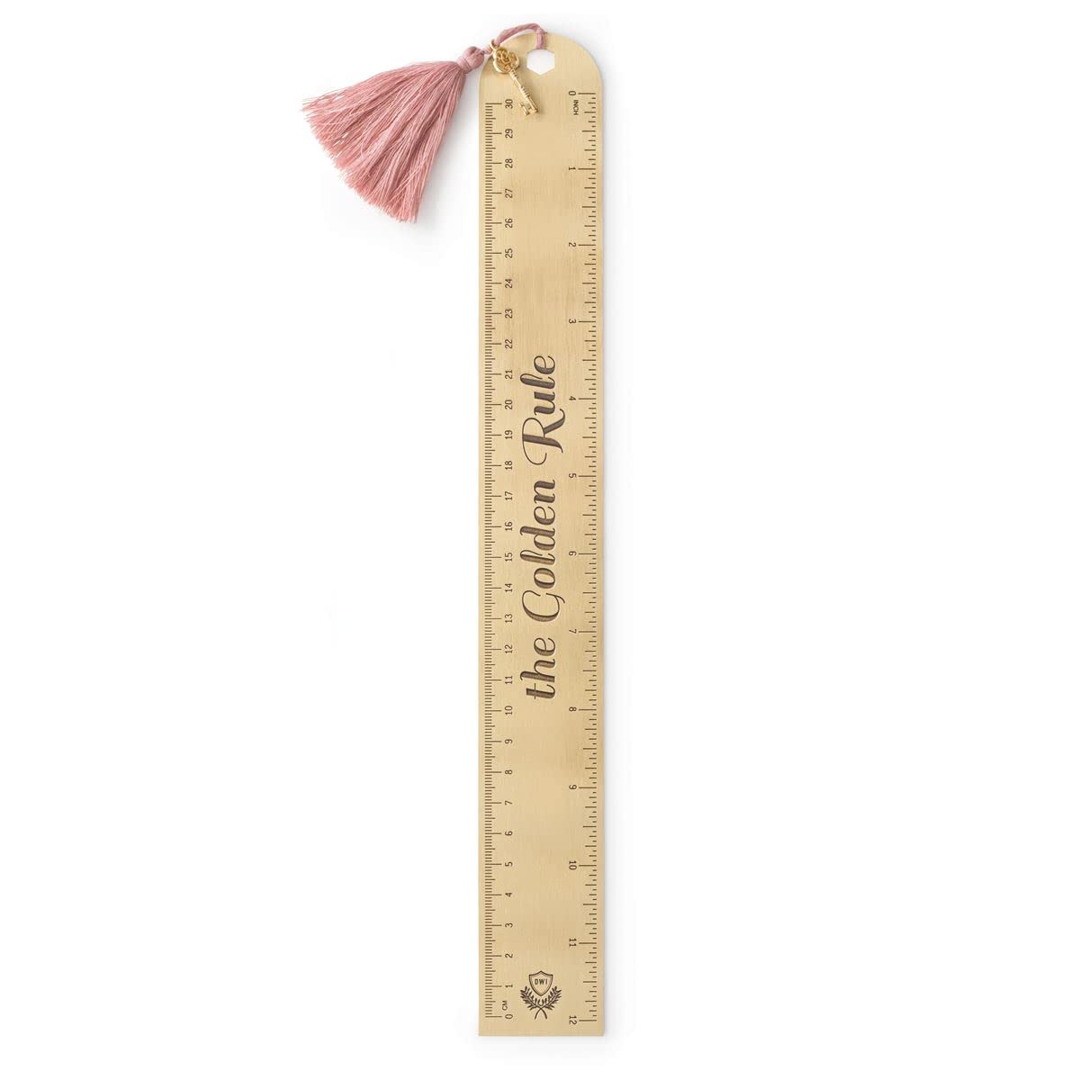 Règle dorée en laiton 30 cm gravée de l'inscription The Golden Rule, accessoire de papeterie