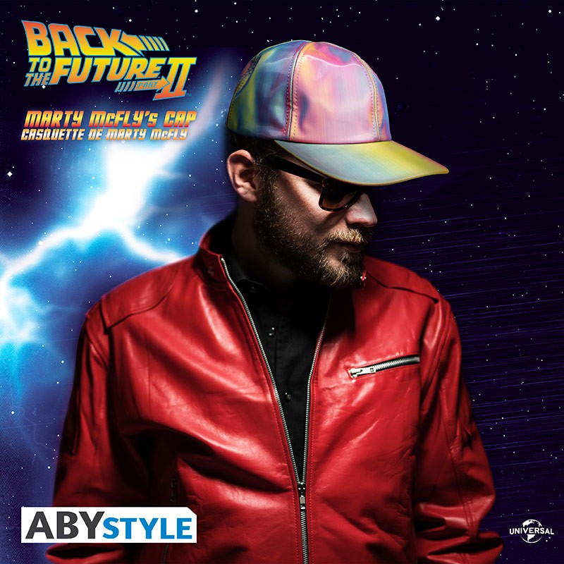 Casquette holographique Marty McFly Retour vers le Futur II aux reflets multicolores