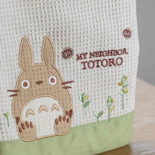 Petit sac à main gaufré Totoro Studio Ghibli 22 cm avec broderie de fleurs et noireaudes
