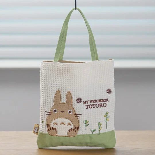 Petit sac à main gaufré Totoro Studio Ghibli 22 cm avec broderie de fleurs et noireaudes
