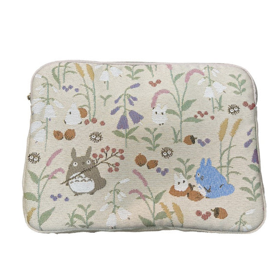 Sacoche à tablette Mon Voisin Totoro tissée, Totoro parmi fleurs et feuilles d'automne, Studio Ghibli