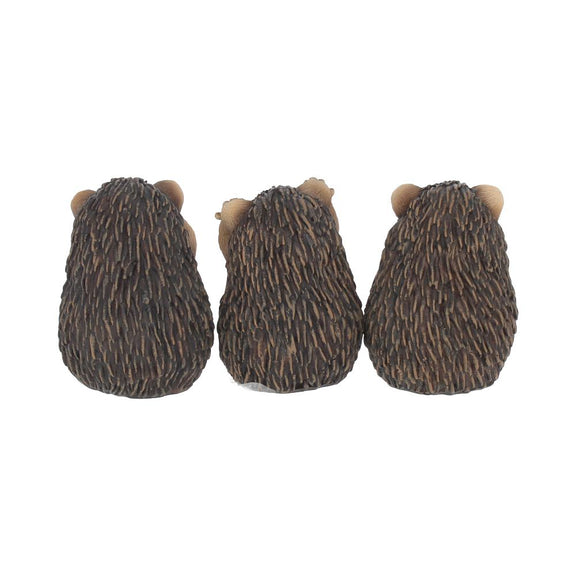 Trio de figurines hérissons sages en résine, postures du mantra mizaru kikazaru iwazaru