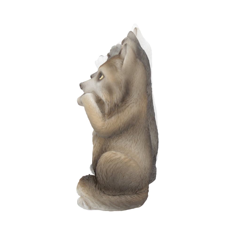 Trio de figurines loups sages en résine, yeux, oreilles et gueule cachés, mantra protecteur