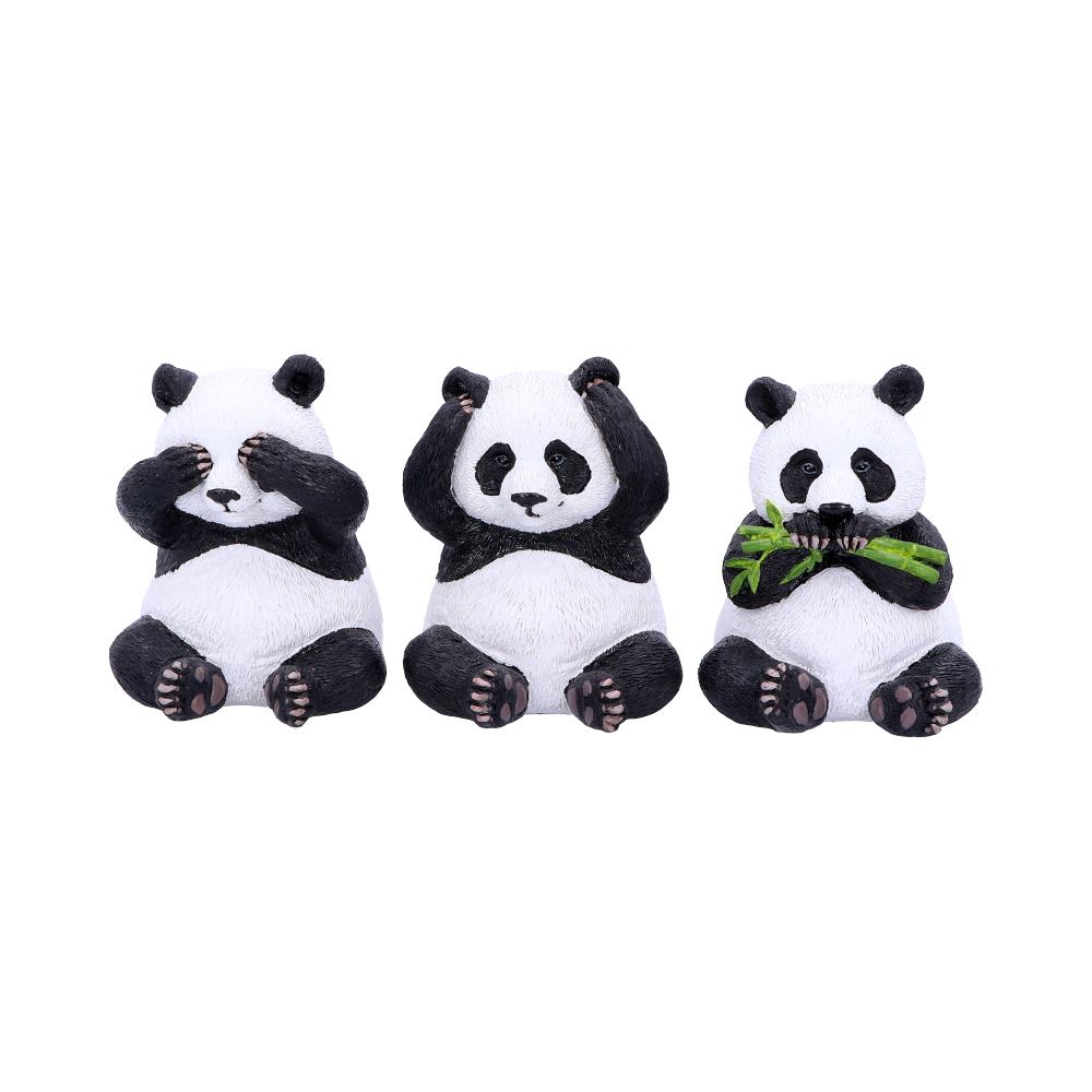 Trio de figurines pandas sages en résine, gestes doux du mantra ne rien voir, entendre ni dire