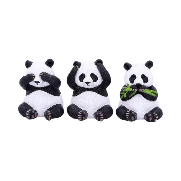 Trio de figurines pandas sages en résine, gestes doux du mantra ne rien voir, entendre ni dire