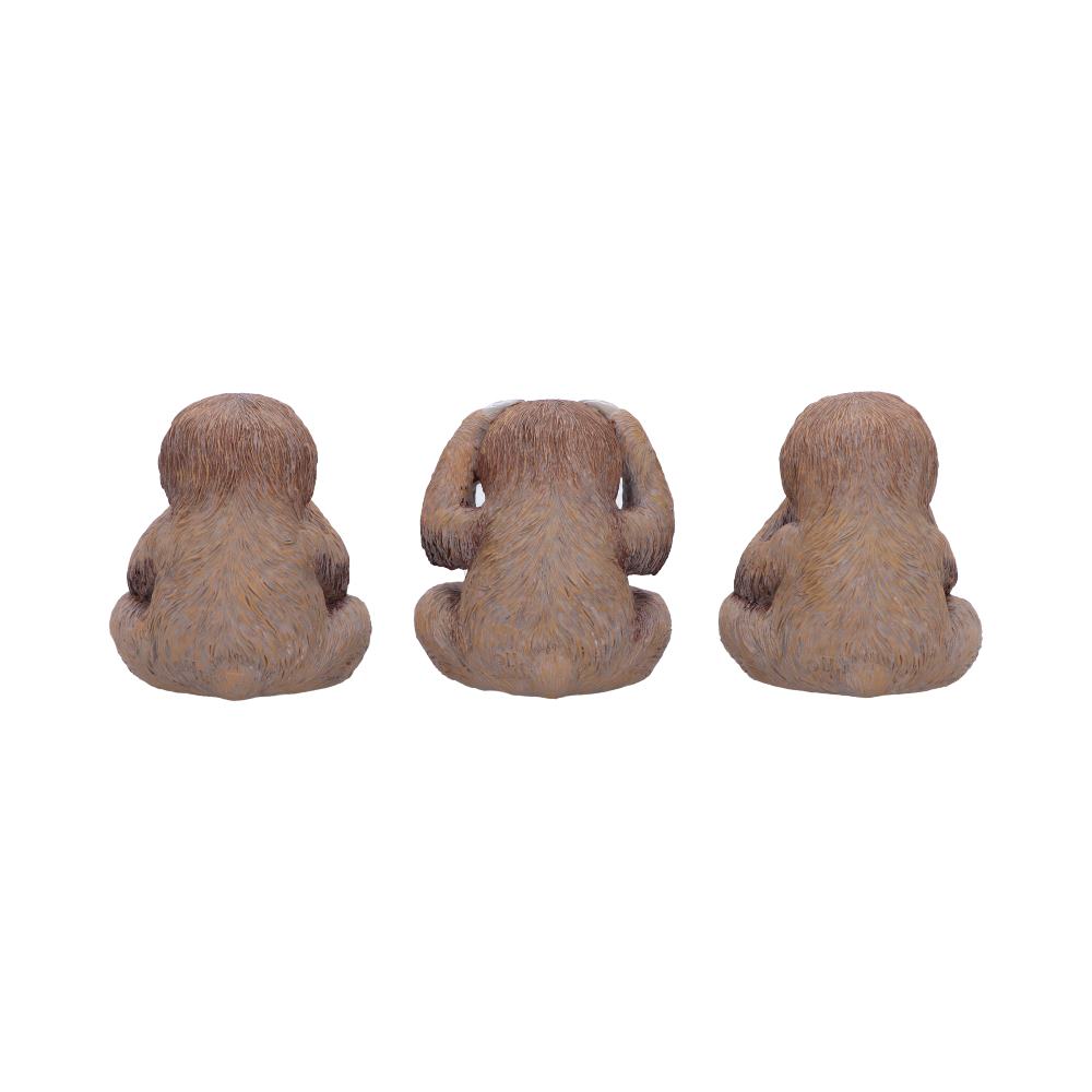Trio de figurines paresseux sages souriants en résine, postures du mantra de bienveillance