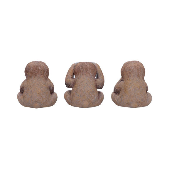 Trio de figurines paresseux sages souriants en résine, postures du mantra de bienveillance