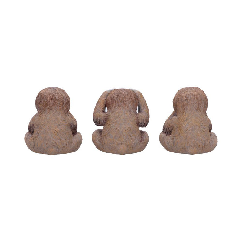 Trio de figurines paresseux sages souriants en résine, postures du mantra de bienveillance