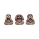 Trio de figurines paresseux sages souriants en résine, postures du mantra de bienveillance