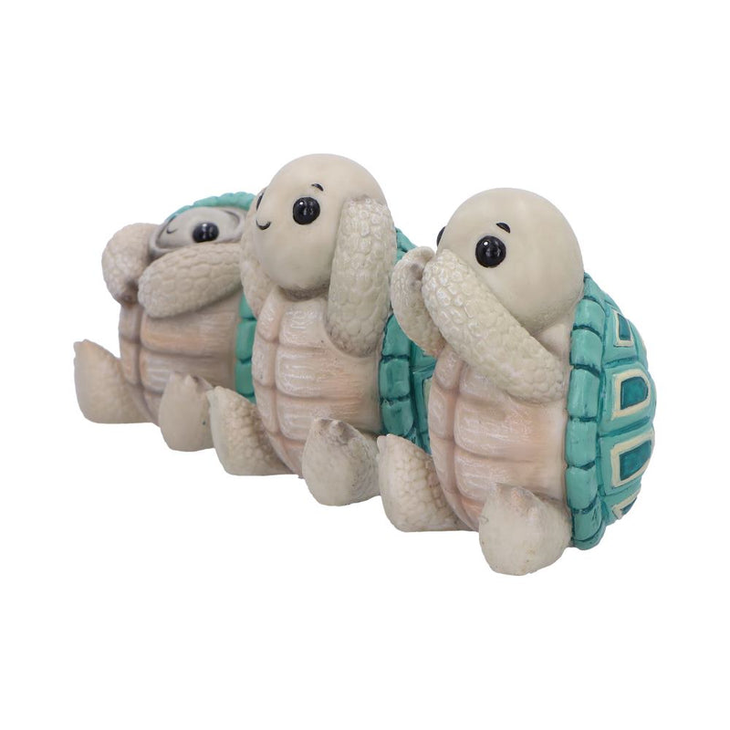 Trio de figurines tortues sages en résine, postures du mantra japonais mizaru kikazaru iwazaru