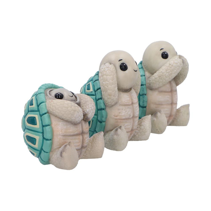 Trio de figurines tortues sages en résine, postures du mantra japonais mizaru kikazaru iwazaru