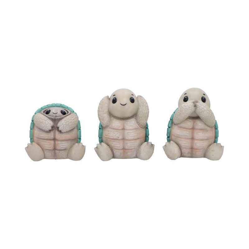 Trio de figurines tortues sages en résine, postures du mantra japonais mizaru kikazaru iwazaru
