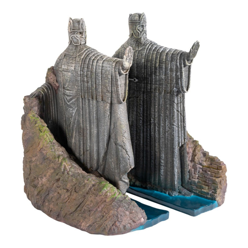 Serre-livres Argonath, statues des rois du Seigneur des Anneaux encadrant des livres