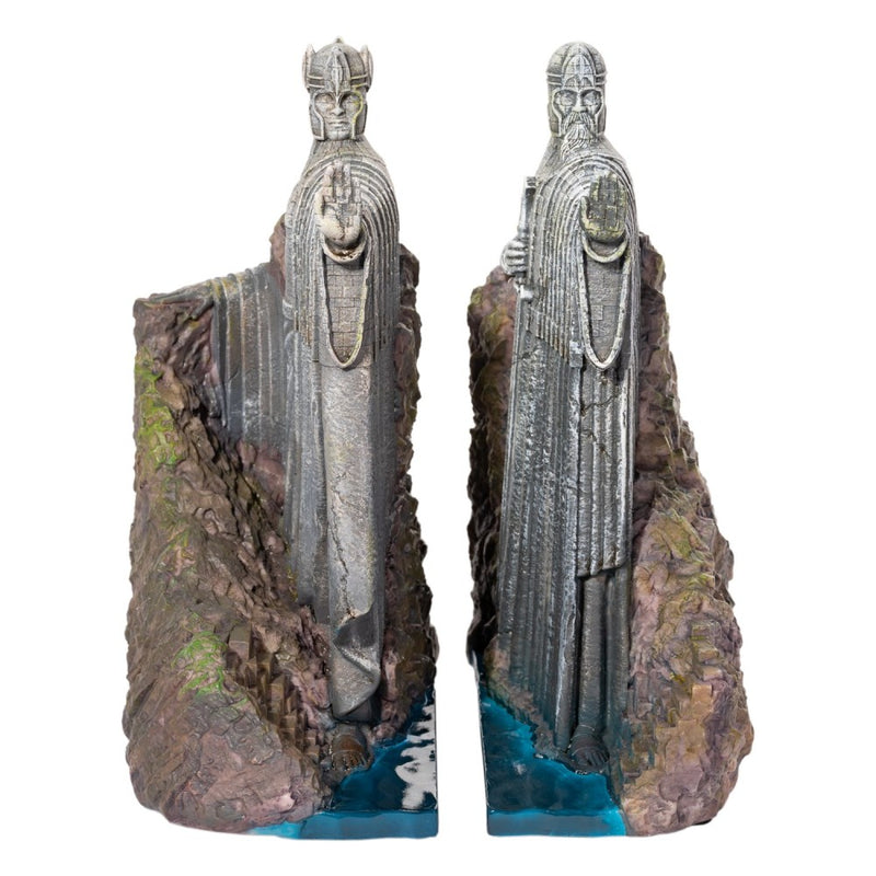 Serre-livres Argonath, statues des rois du Seigneur des Anneaux encadrant des livres