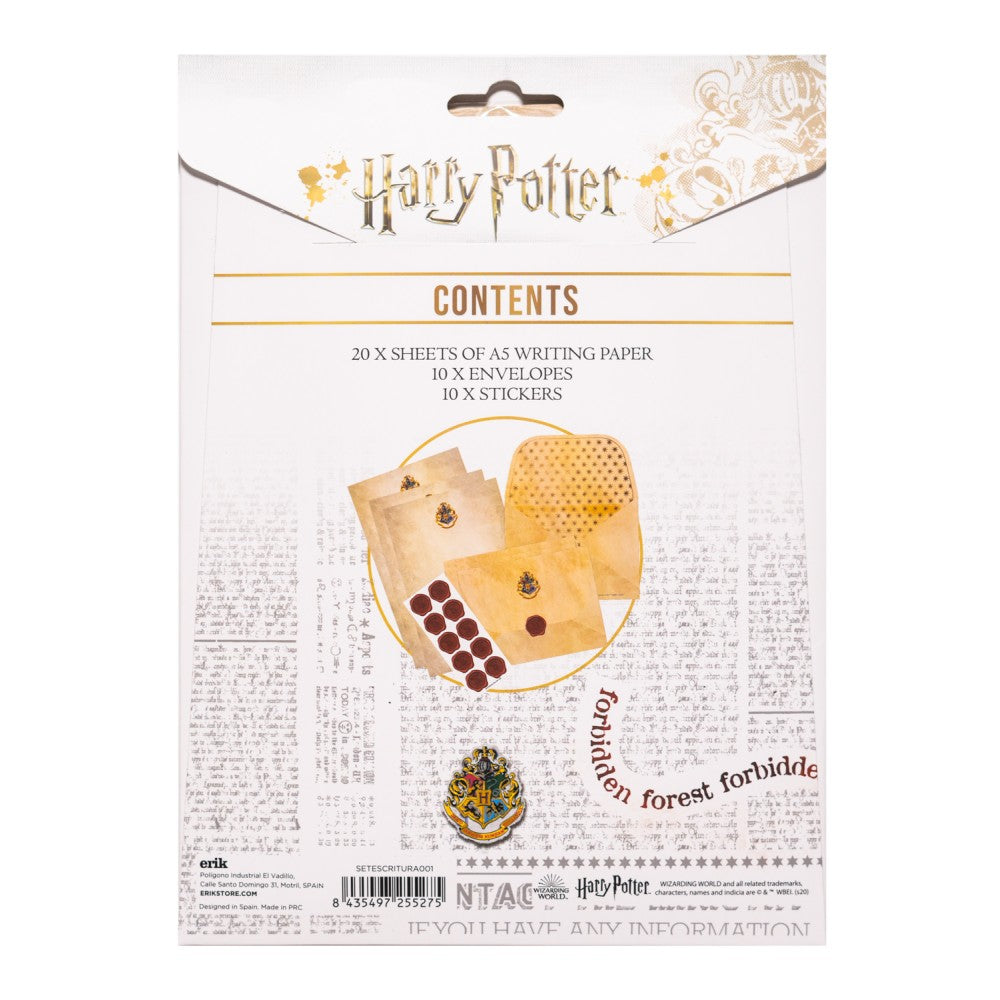 Set de correspondance Harry Potter avec papier à lettres au blason de Poudlard