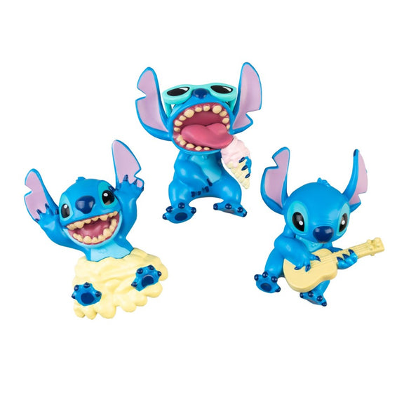 Set de 3 magnets Disney Stitch en PVC relief : ukulélé, glace géante et bain de mousse