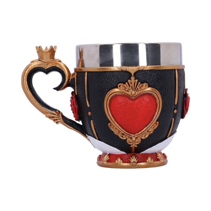 Tasse Reine de Cœur Alice au Pays des Merveilles avec cœur rouge en relief et anse en forme de cœur