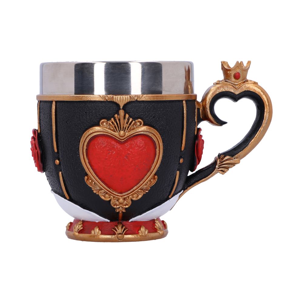 Tasse Reine de Cœur Alice au Pays des Merveilles avec cœur rouge en relief et anse en forme de cœur