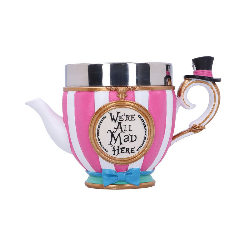 Tasse Chapelier Fou Alice au Pays des Merveilles rayée rose et blanc avec haut-de-forme miniature