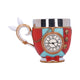Tasse Lapin Blanc Alice au Pays des Merveilles avec montre à gousset en relief, rouge et bleu ciel