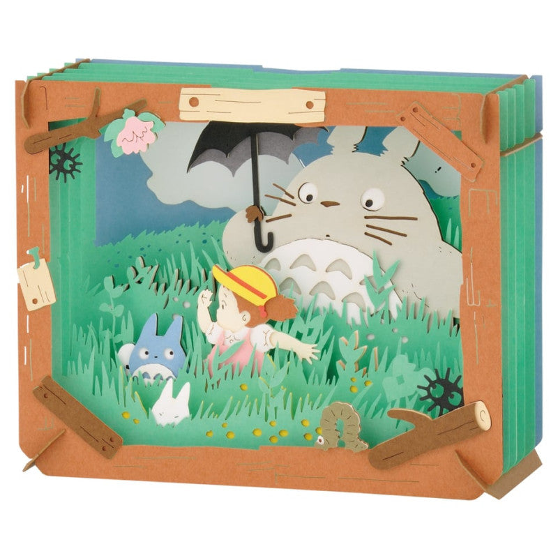 Paper Theater Mon Voisin Totoro, maquette en papier en relief scène dans les prés