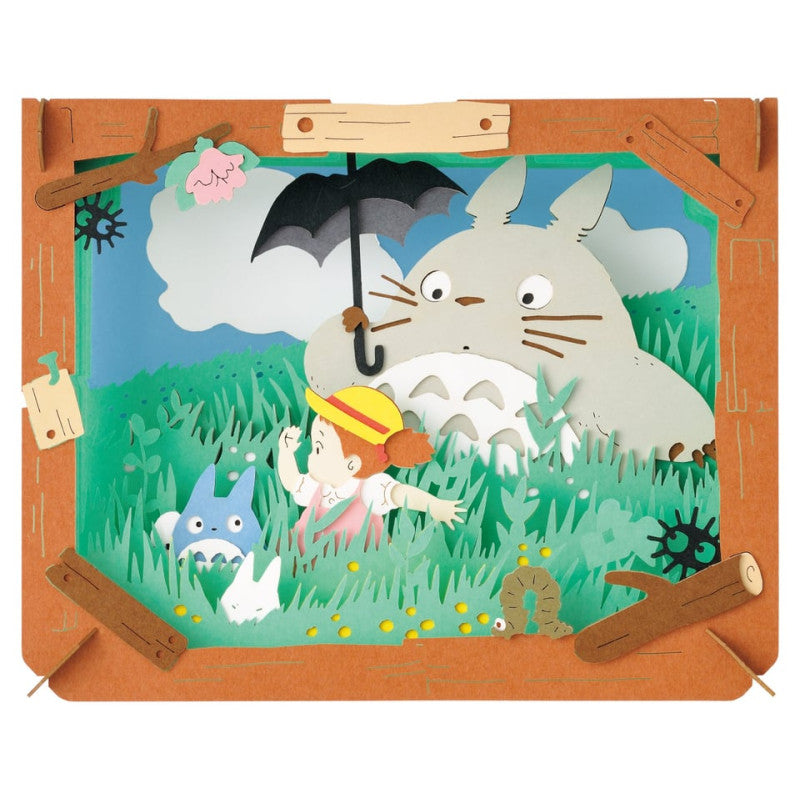 Paper Theater Mon Voisin Totoro, maquette en papier en relief scène dans les prés
