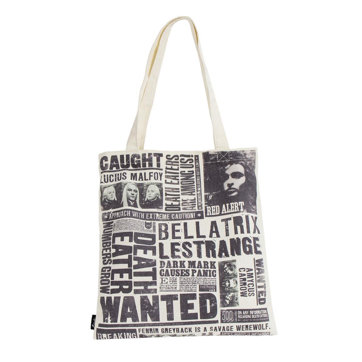 Tote bag Harry Potter style Gazette du Sorcier avec les avis de recherche des Mangemorts