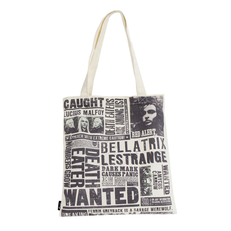 Tote bag Harry Potter style Gazette du Sorcier avec les avis de recherche des Mangemorts