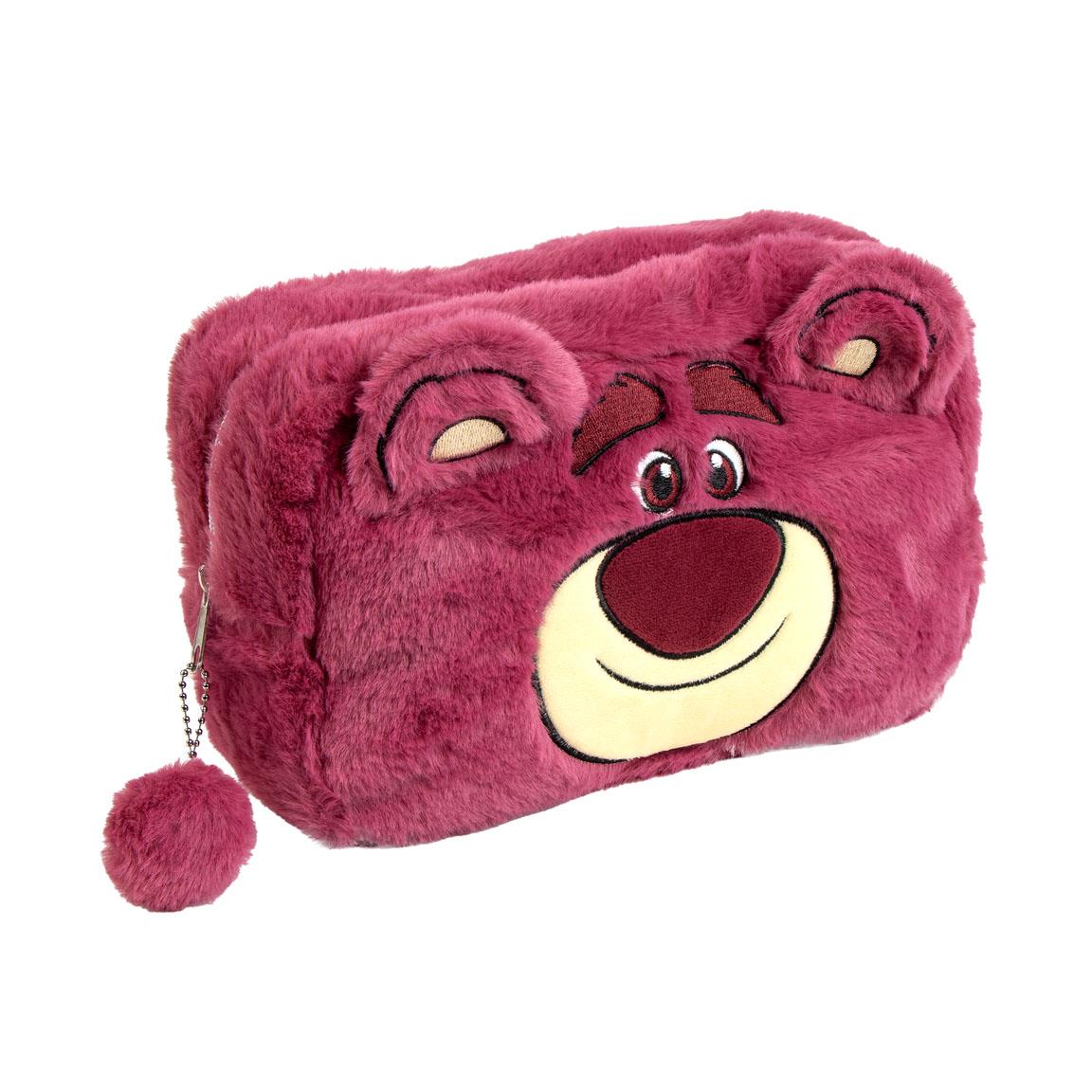 Trousse peluche rose Lotso l'ours de Toy Story, matière ultra douce avec fermeture zippée