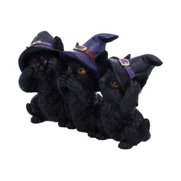 Trio de figurines chats sorciers sages Nemesis Now en résine, chapeaux pointus, Halloween