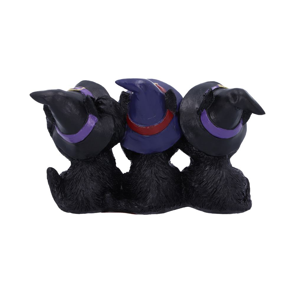 Trio de figurines chats sorciers sages Nemesis Now en résine, chapeaux pointus, Halloween