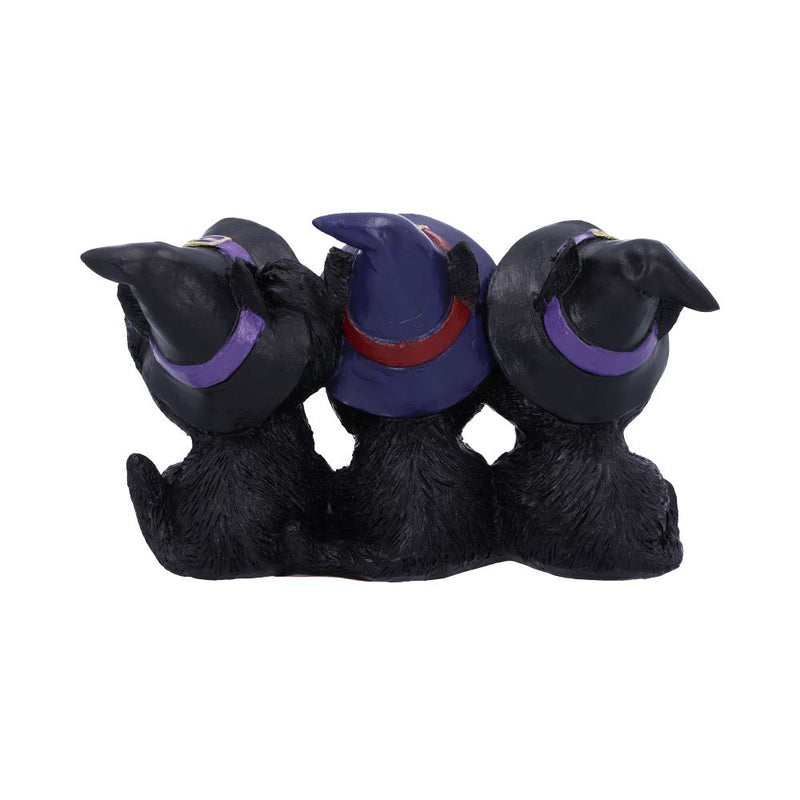 Trio de figurines chats sorciers sages Nemesis Now en résine, chapeaux pointus, Halloween
