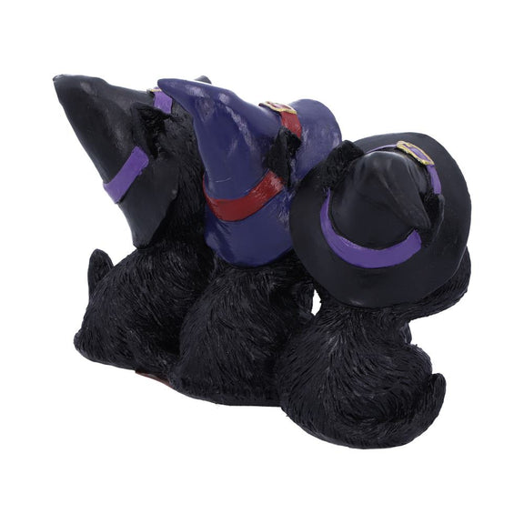 Trio de figurines chats sorciers sages Nemesis Now en résine, chapeaux pointus, Halloween