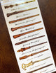 Planche de 20 stickers Harry Potter, baguettes magiques nommées de Dumbledore, Hermione et Voldemort